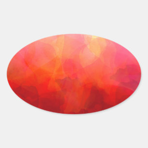 Adesivo Oval Fundo de Aquarela Laranja Vermelho Intenso Amarelo