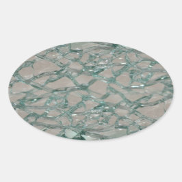 Adesivo Oval Fundo de vidro estilhaçado (Faux)