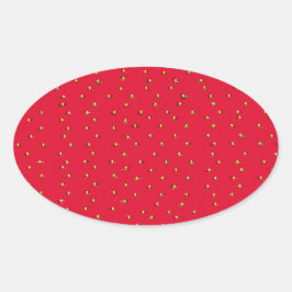 Adesivo Oval Fundo engraçado de morango vermelho