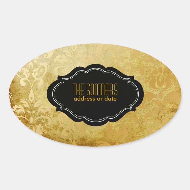 Adesivo Oval Fundo PixDezines vintage lys damask/DIY (Frente)