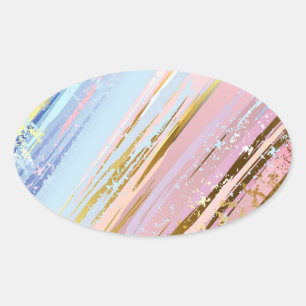 Adesivo Oval Fundo Rosa Texturizado