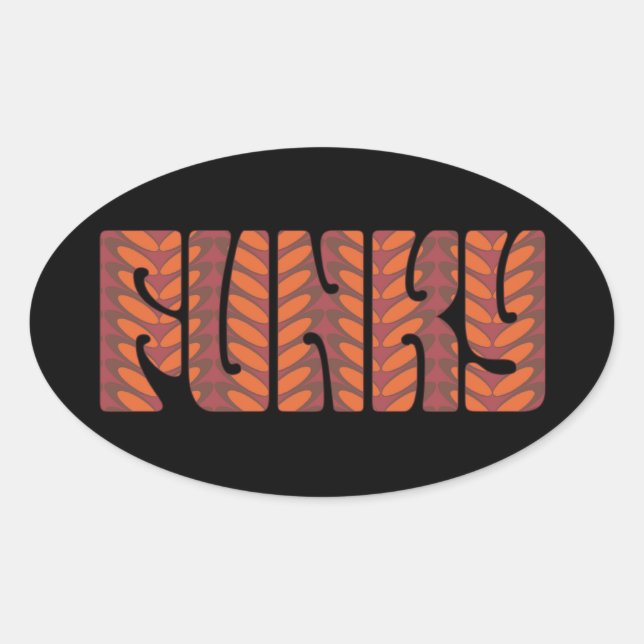 Adesivo Oval Funky (em vermelho) (Frente)