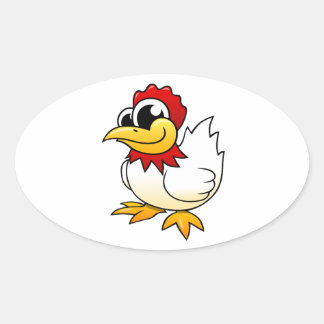 Adesivo Oval Galinha de Cartoon