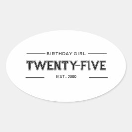 Adesivo Oval Garota de Aniversário Personalizada