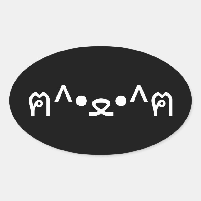 Adesivo Oval Gato Com Peças Emoticon ฅ^ ・ ・^ฅ Japonês Kaomoji O (Frente)