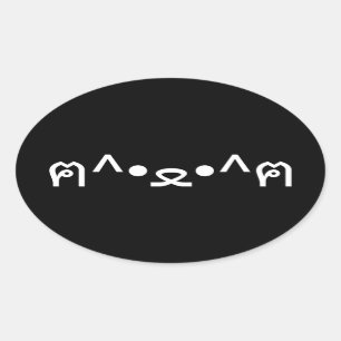 Adesivo Oval Gato Com Peças Emoticon ฅ^ ・ ・^ฅ Japonês Kaomoji O