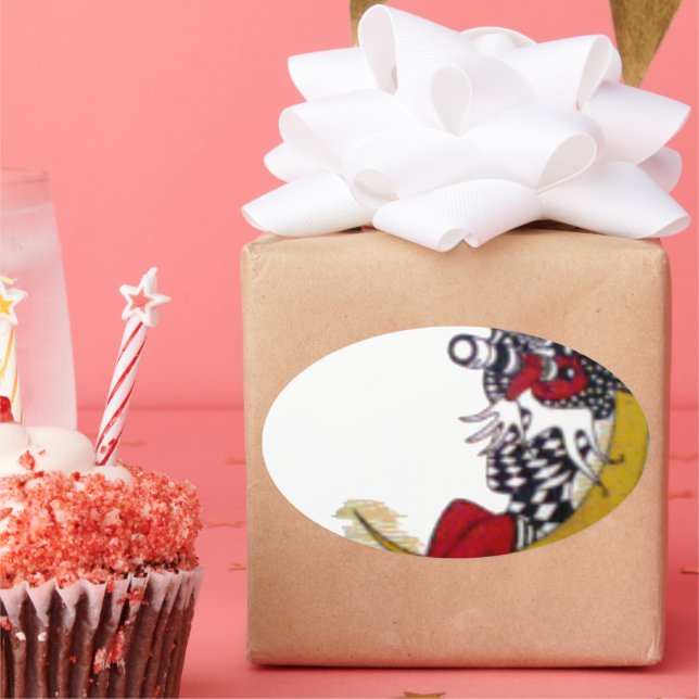 Adesivo Oval Gaze Cósmica: Elf na Aventura da Lua (Festa)