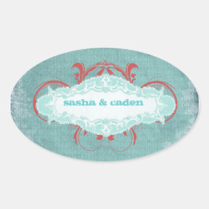 Adesivo Oval GC   Tantalizando Vermelho Turquesa "Envelhecido"