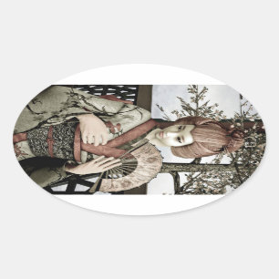 Adesivo Oval Geisha Vintage