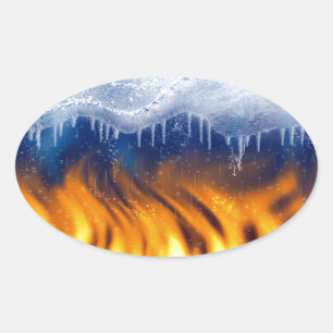 Adesivo Oval Gelo e Flame