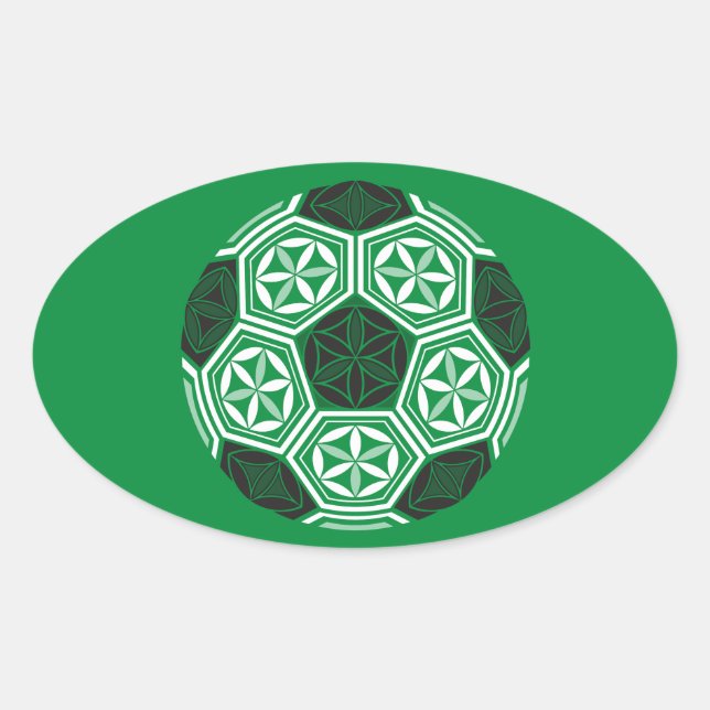 Adesivo Oval geometria sagrada do futebol verde (Frente)