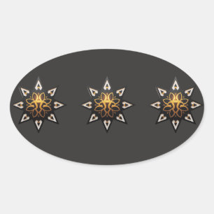 Adesivo Oval 🌟 Geometria Sagrada Mandala - Ouro Star