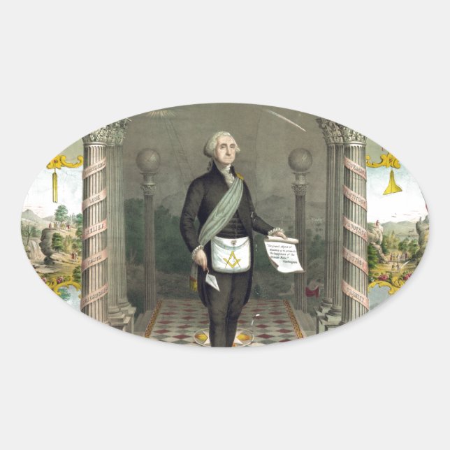 Adesivo Oval George Washington como Freemason (Frente)