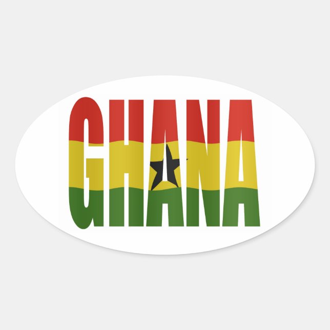 Adesivo Oval Ghana + flag (Frente)