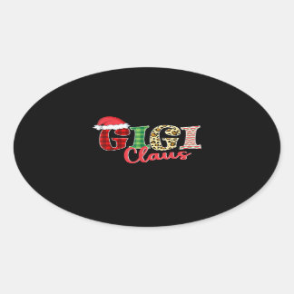 Adesivo Oval Gigi Claus Santa Hat Engraçado Xmas Pajama Clothin