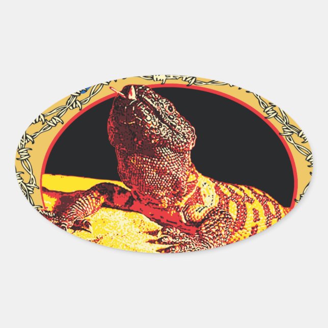 Adesivo Oval Gila Monster sobre Defesa (Frente)