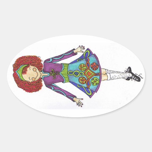 Adesivo Oval Ginger Irish Dancer Sticker (Frente)