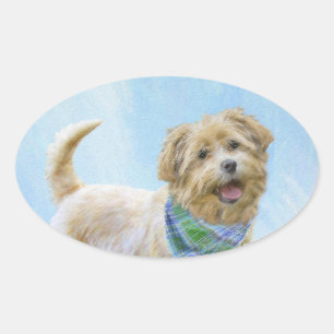 Adesivo Oval Glen de Imaal Terrier Painting - Arte Original de 