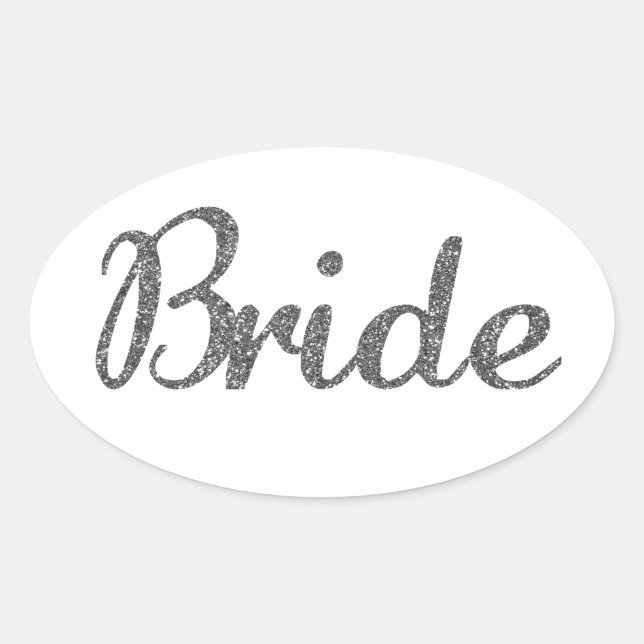 Adesivo Oval Glitter Bride Silver (Frente)