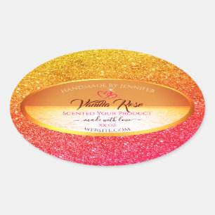 Adesivo Oval Glitter dos rótulos dos produtos do oceano amarel