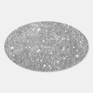 Adesivo Oval Glitter Silver Elegante