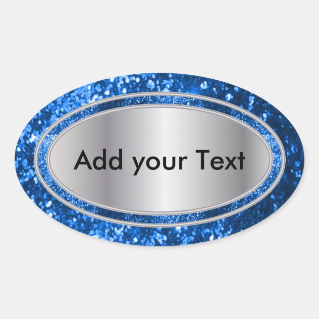 Adesivo Oval Glittery Glam Blue Sparkles (Frente)
