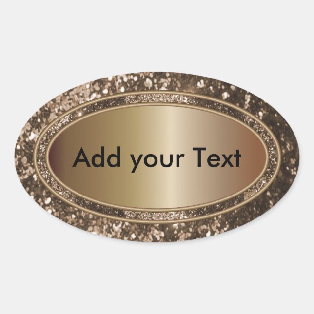 Adesivo Oval Glittery Glam Brown Sparkles (Frente)