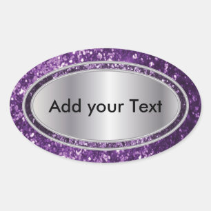 Adesivo Oval Glittery Glam Purple Sparkles