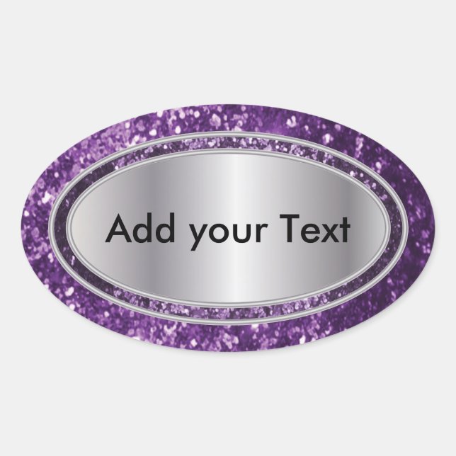 Adesivo Oval Glittery Glam Purple Sparkles (Frente)