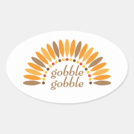 Adesivo Oval Gobble Gobble - Ação de Graças