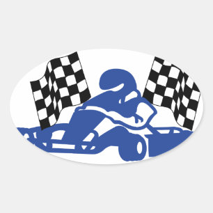 Adesivo Oval GoCart que compete bandeiras