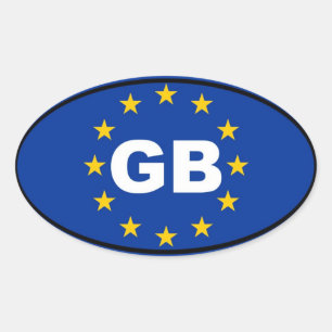 Adesivo Oval Grâ Bretanha - GB - oval da União Europeia