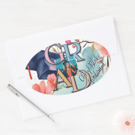 Adesivo Oval Graduação de Imagem de Aquarela