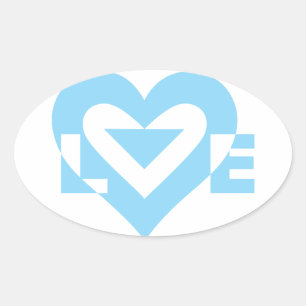 Adesivo Oval Gráfico de Amor legal, Azul