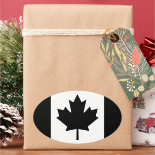 Adesivo Oval Gráfico de Sinalizador Canadiano em Preto