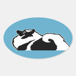 Adesivo Oval Gráficos Keeshond - Arte de Cachorro Original