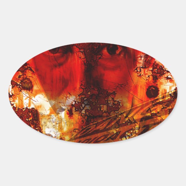 Adesivo Oval Grafite Vermelho (Frente)