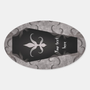 Adesivo Oval Grande oval do caixão gótico elegante para o Dia