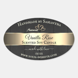 Adesivo Oval Grãos Dourados de Decor de Mão Negra Rotulagens de