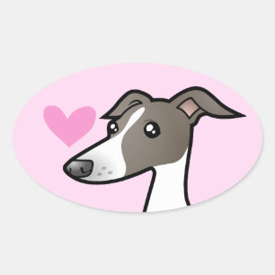 Adesivo Oval Greyhound / Whippet / Italiano Greyhound Love