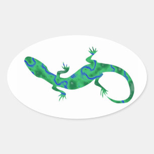 Adesivo Oval Grüner Gecko ArtDeco