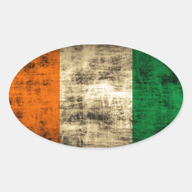 Adesivo Oval Grunge Irish Flag (Frente)