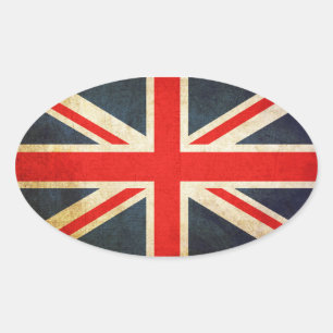 Adesivo Oval Grunge Reino Unido Flag