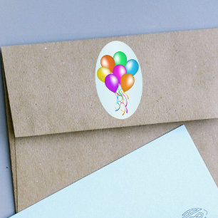 Adesivo Oval Grupo brilhante colorido dos balões