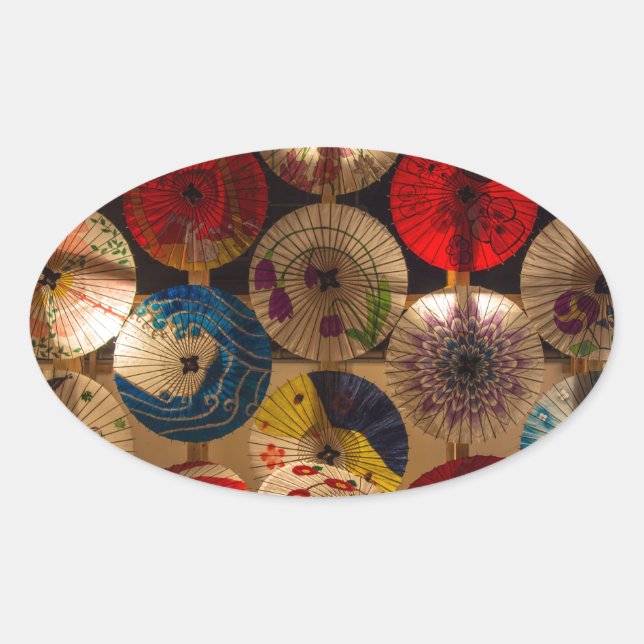 Adesivo Oval Guarda-chuvas Japonês (Frente)