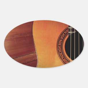 Adesivo Oval Guitarra acústica