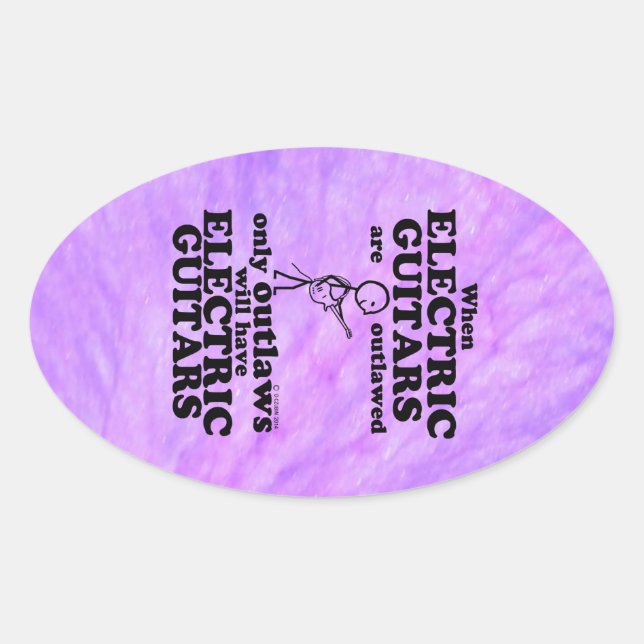 Adesivo Oval Guitarras Elétricas Com Vinheta Oval Sem Êxito (Frente)