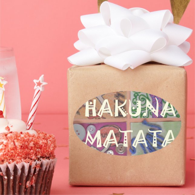 Adesivo Oval Hakuna Matata - Sinal de Arte Impressão (Festa)