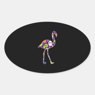 Adesivo Oval Halloween Costume Flamingo Ghost Candy Gift