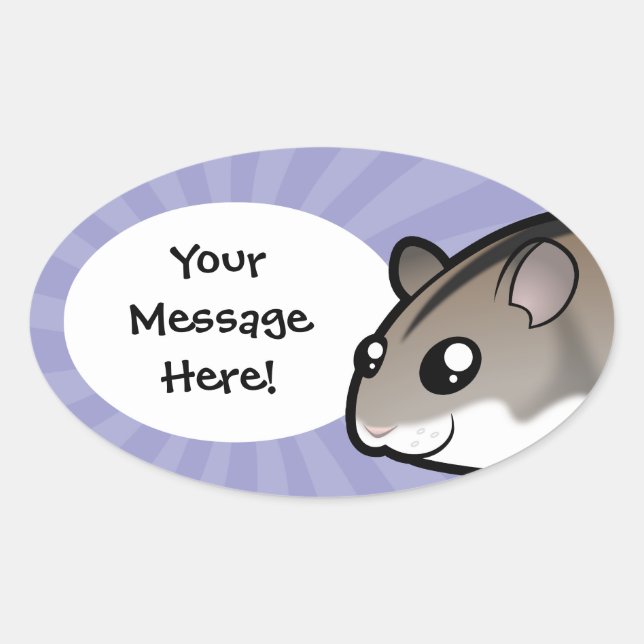 Adesivo Oval Hamster Anão Cartoon (Frente)